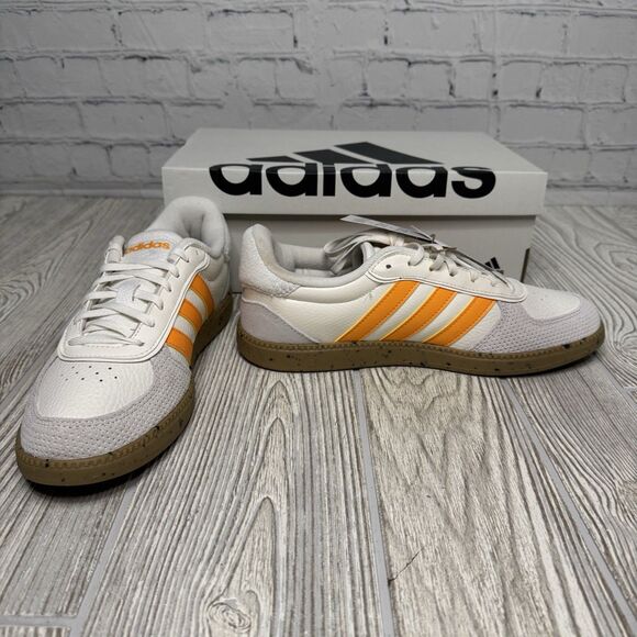 Adidas Breaknet Sleek Tennis Shoes Women’s 8 White Orange IH7753 New - Picture 2 of 9